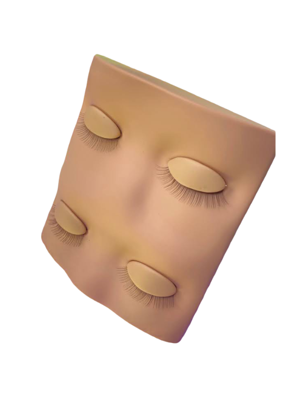 Realistic mannequin face with removable eyelids to practice eyelash extensions.