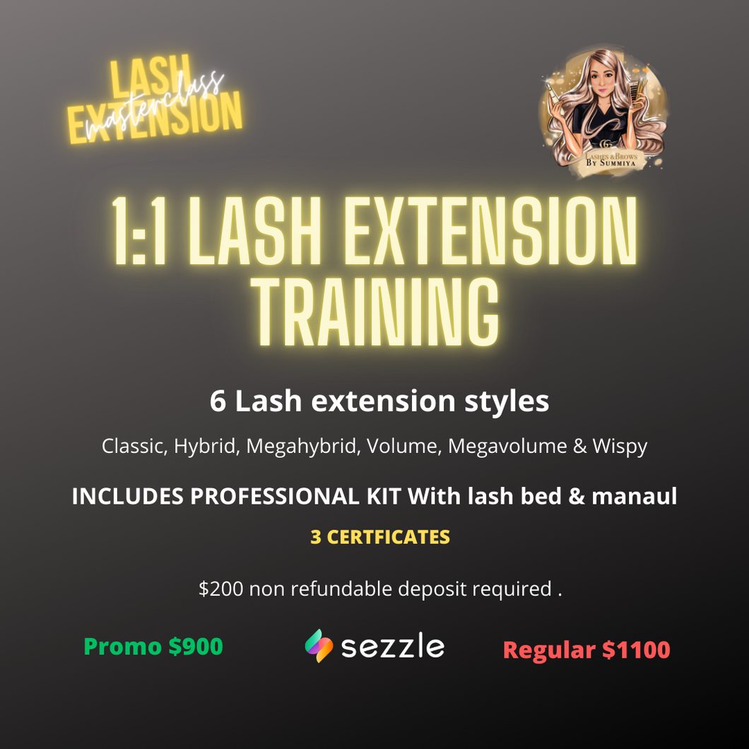 Lash Extensions Masterclass 1:1 Training deposit