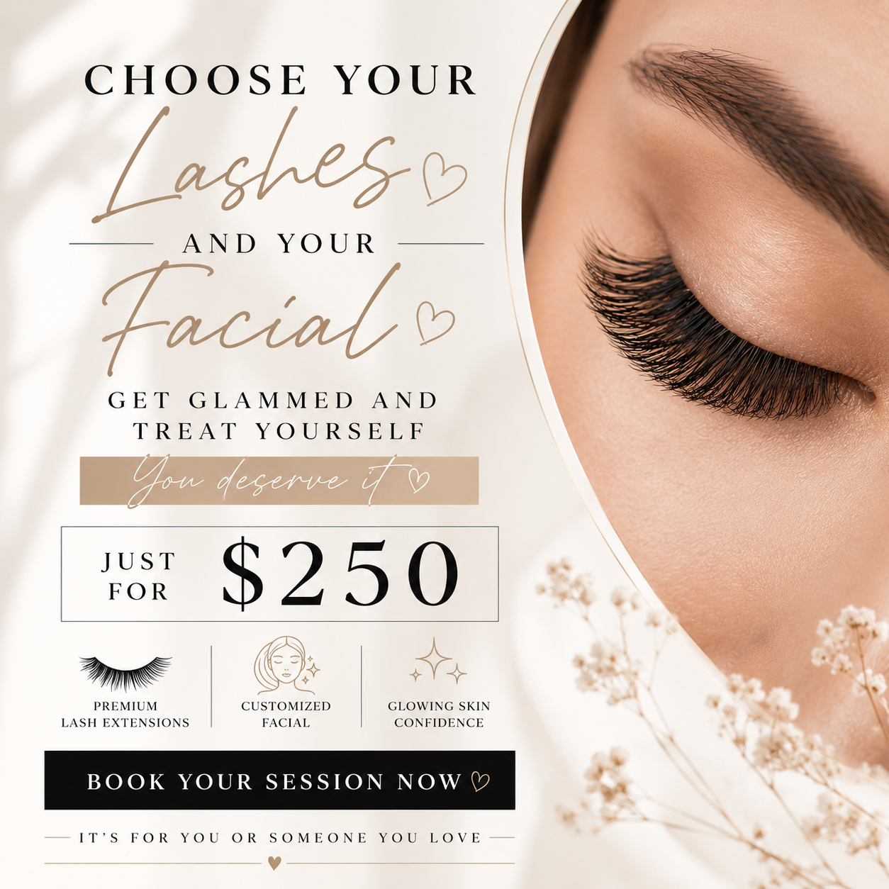 Lashes and glow facial promo